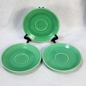 Vintage Fiesta Ware Saucer Set 3 Green Homer Laughlin HLC USA Fiestaware